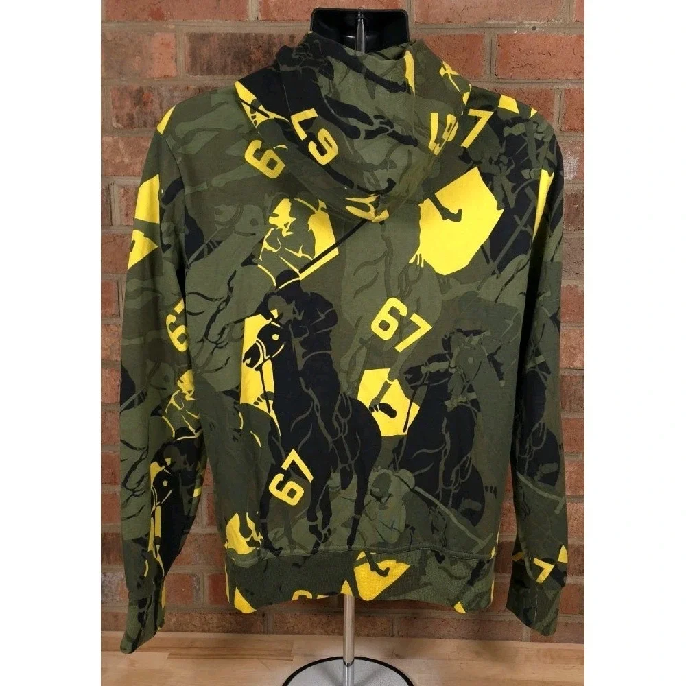 Polo Ralph Lauren Logo Polo Pony Camo Double-Knit Hoodie Sweatshirt Mens Medium